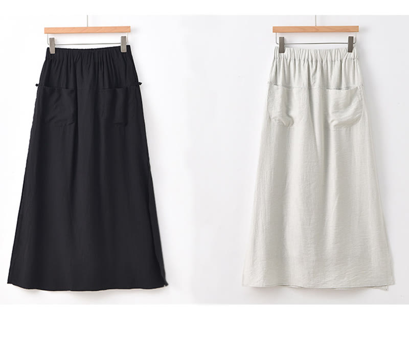 Falda pantalón con abertura y bolsillos para mujer, diseño de Buddha Stones en color liso - image 24