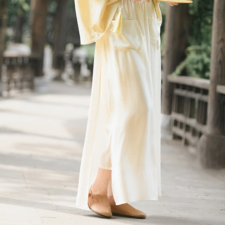 Falda pantalón con abertura y bolsillos para mujer, diseño de Buddha Stones en color liso - image 4