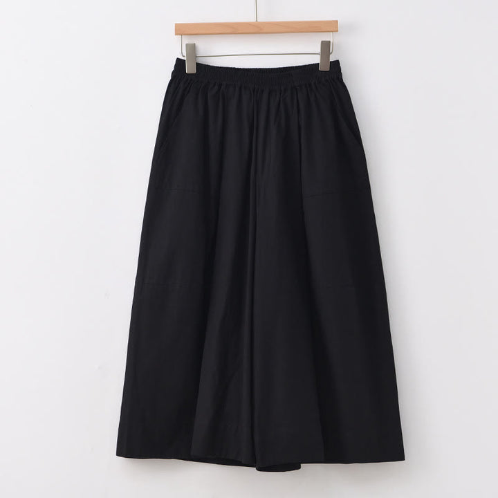 Pantalones capri casuales de algodón liso con cintura alta y pernera ancha para mujer con bolsillos de Buddha Stones - Negro - US8-10，UK/AU12-14，EU40-42 (2XL) - image 21