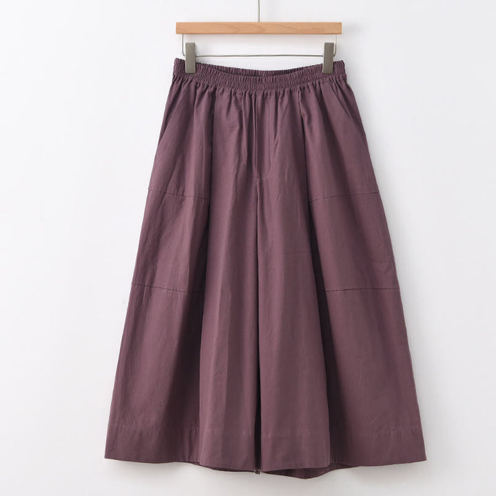 Pantalones capri casuales de algodón liso con cintura alta y pernera ancha para mujer con bolsillos de Buddha Stones - Magenta oscuro - US8-10，UK/AU12-14，EU40-42 (2XL) - image 20