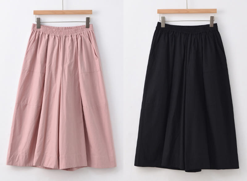 Pantalones capri casuales de algodón liso con cintura alta y pernera ancha para mujer con bolsillos de Buddha Stones - image 22