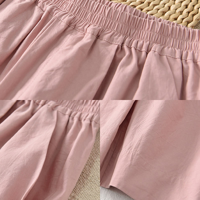 Pantalones capri casuales de algodón liso con cintura alta y pernera ancha para mujer con bolsillos de Buddha Stones - image 19