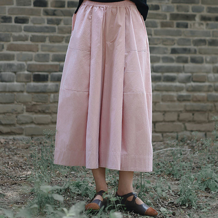 Pantalones capri casuales de algodón liso con cintura alta y pernera ancha para mujer con bolsillos de Buddha Stones - image 11
