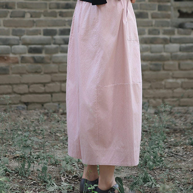 Pantalones capri casuales de algodón liso con cintura alta y pernera ancha para mujer con bolsillos de Buddha Stones - image 15