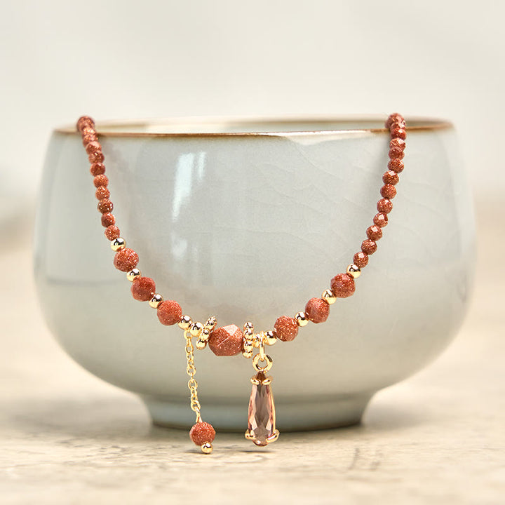 Pulsera multicapa positiva con cuentas de piedra dorada naturales de 2 mm de Buddha Stones