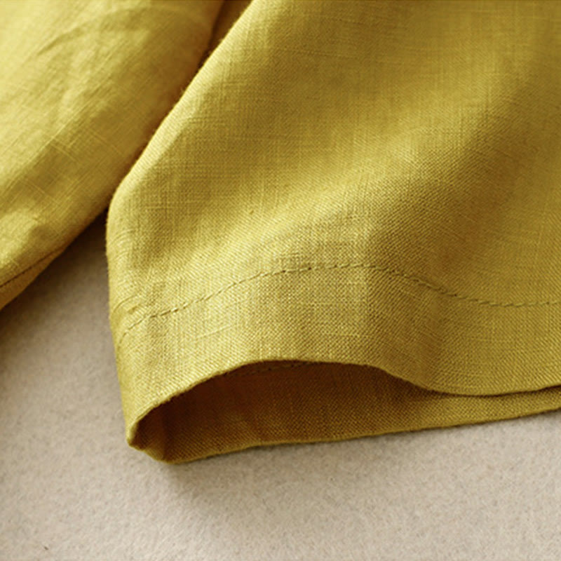 Chaqueta de traje pequeña de algodón con botones y bolsillos para mujer de Buddha Stones, manga tres cuartos - image 11