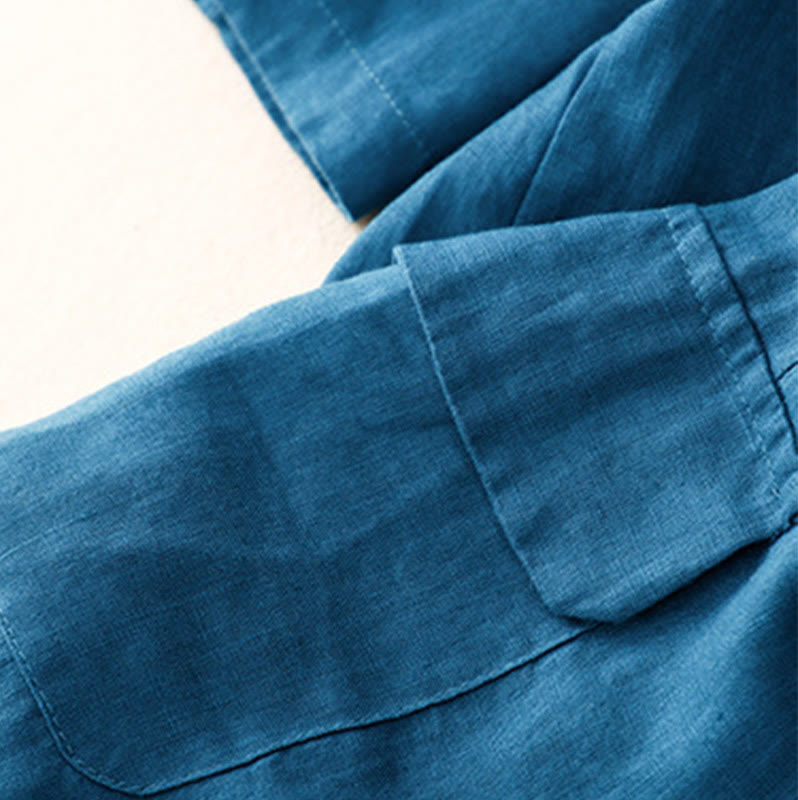 Chaqueta de traje pequeña de algodón con botones y bolsillos para mujer de Buddha Stones, manga tres cuartos - image 16