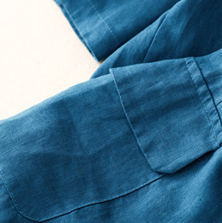 Chaqueta de traje pequeña de algodón con botones y bolsillos para mujer de Buddha Stones, manga tres cuartos - image 16