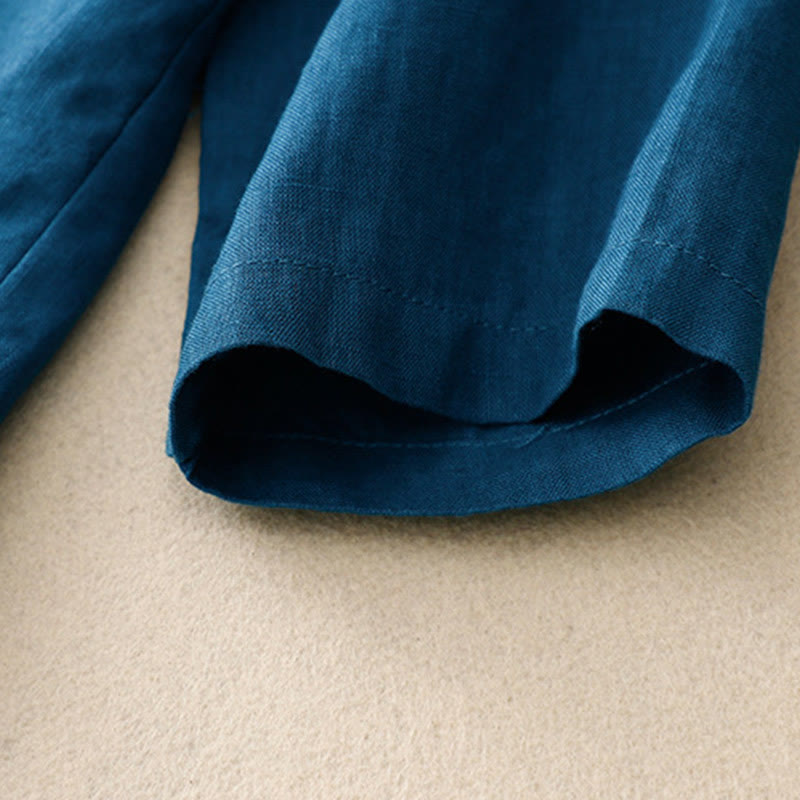 Chaqueta de traje pequeña de algodón con botones y bolsillos para mujer de Buddha Stones, manga tres cuartos - image 17