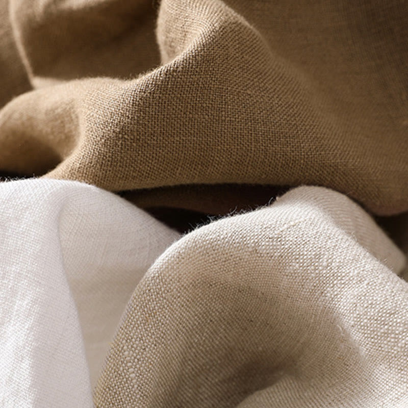 Chaqueta de algodón y lino con cuello alto y manga larga para mujer de Buddha Stones con bolsillos - image 30