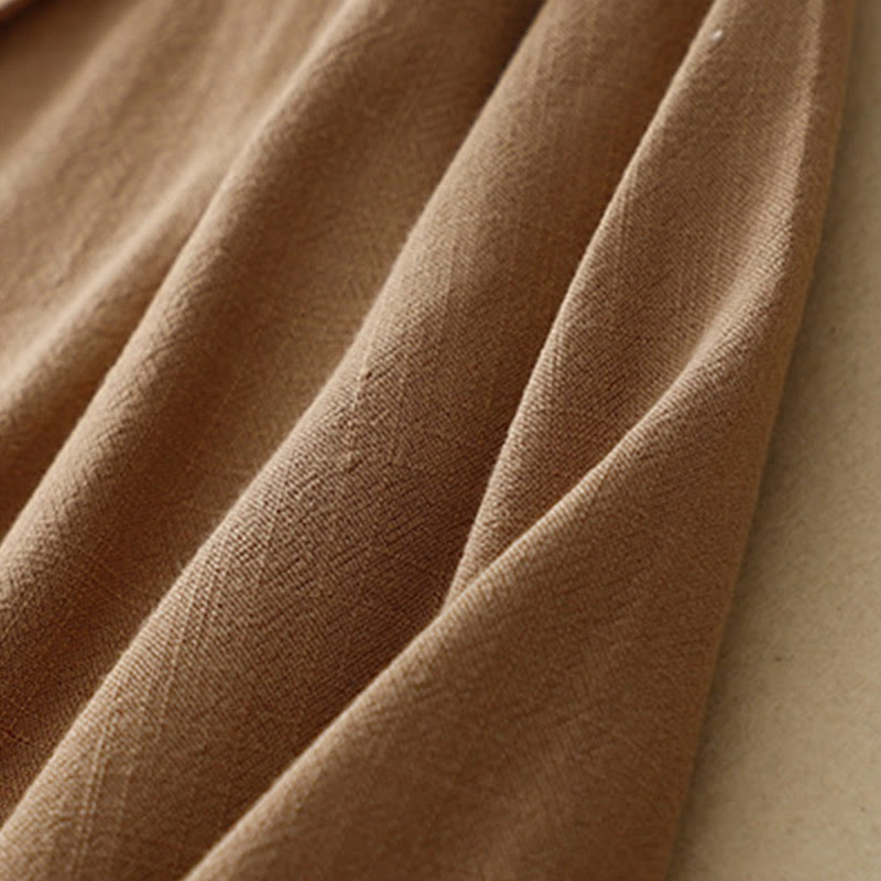 Chaqueta de manga larga con botones de rana y bolsillos para mujer de Buddha Stones en algodón y lino - image 3