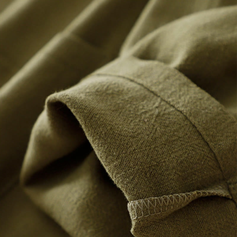 Chaqueta de manga larga con botones de rana y bolsillos para mujer de Buddha Stones en algodón y lino - image 7