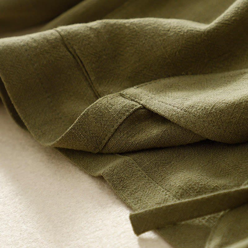 Chaqueta de manga larga con botones de rana y bolsillos para mujer de Buddha Stones en algodón y lino - image 8