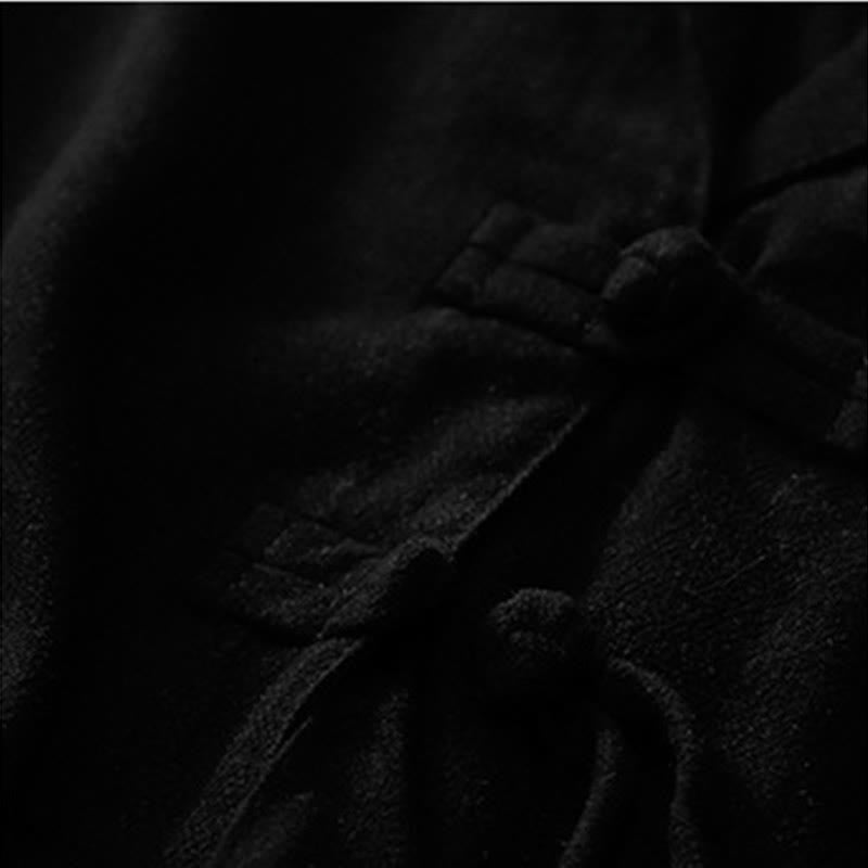 Chaqueta de manga larga con botones de rana y bolsillos para mujer de Buddha Stones en algodón y lino - image 14