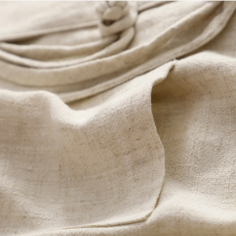 Chaqueta de manga larga con botones de rana y bolsillos para mujer de Buddha Stones en algodón y lino - image 21