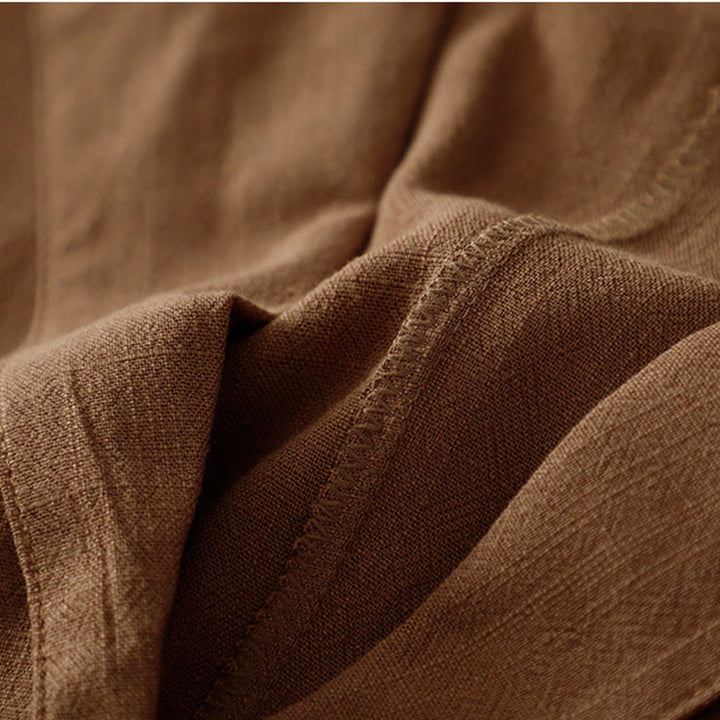 Chaqueta de manga larga con botones de rana y bolsillos para mujer de Buddha Stones en algodón y lino - image 30