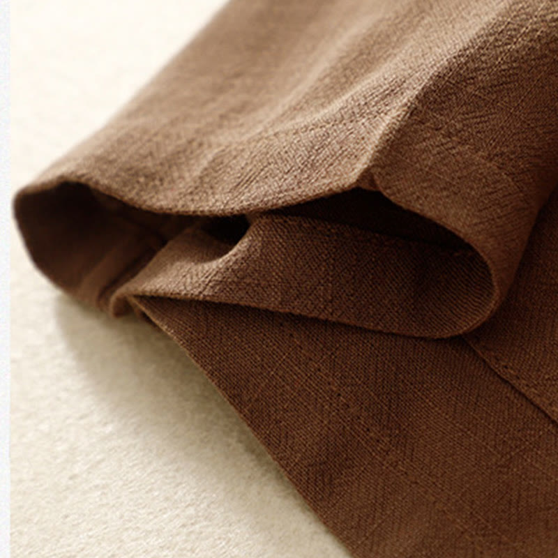 Chaqueta de manga larga con botones de rana y bolsillos para mujer de Buddha Stones en algodón y lino - image 27