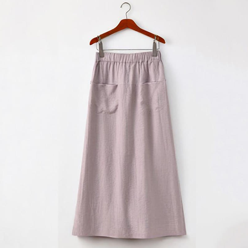 Conjunto de dos piezas de camisa de manga corta con botones y falda con bolsillos de algodón para meditación de mujer con Buddha Stones - image 11