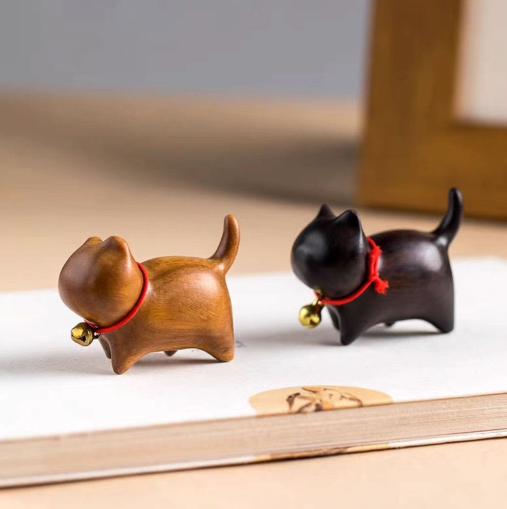 Buddha Stones de sándalo verde, hoja pequeña de sándalo rojo, animales lindos de gato, decoración relajante de paz - image 7