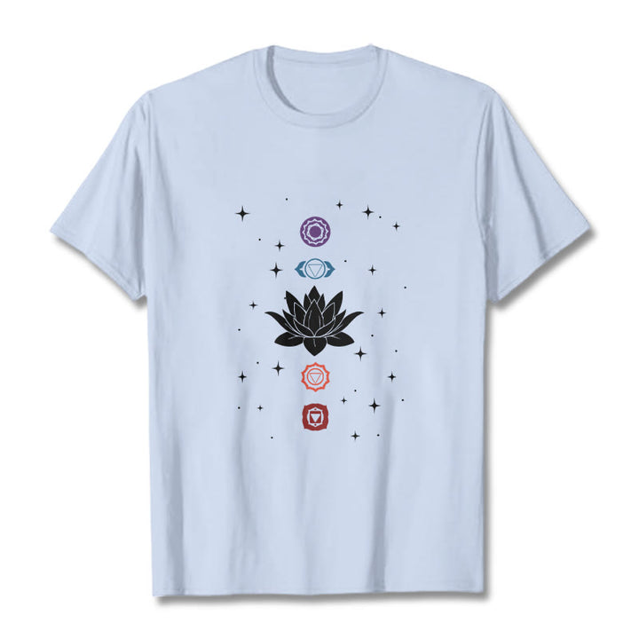 Camiseta informal con estampado de chakras y flor de loto con Buddha Stones - Cian claro - 2XL - image 19