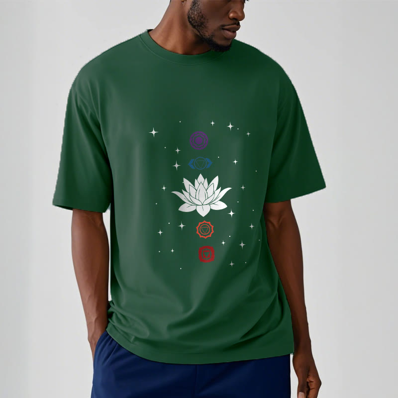 Camiseta informal con estampado de chakras y flor de loto con Buddha Stones - image 12