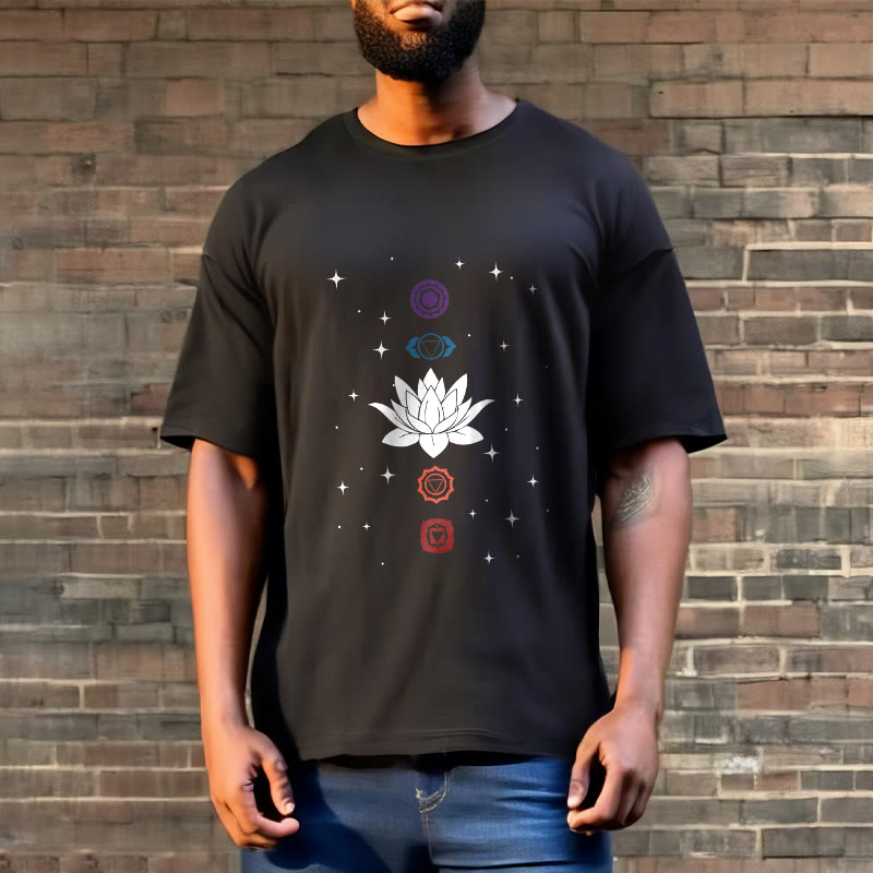 Camiseta informal con estampado de chakras y flor de loto con Buddha Stones - image 3