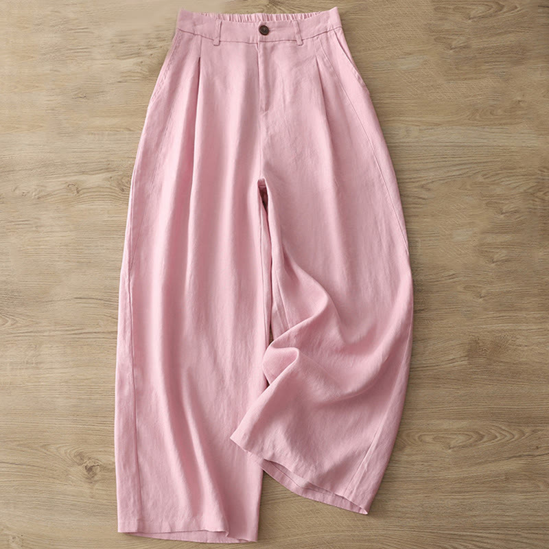 Pantalones anchos de algodón para mujer, estilo retro, informales, con bolsillos y cremallera, de Buddha Stones