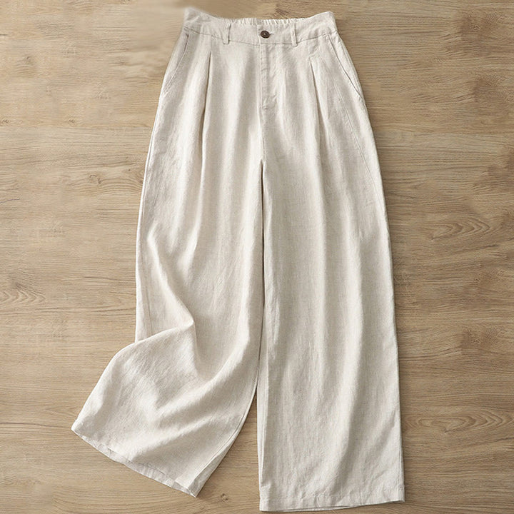 Pantalones anchos de algodón para mujer, estilo retro, informales, con bolsillos y cremallera, de Buddha Stones