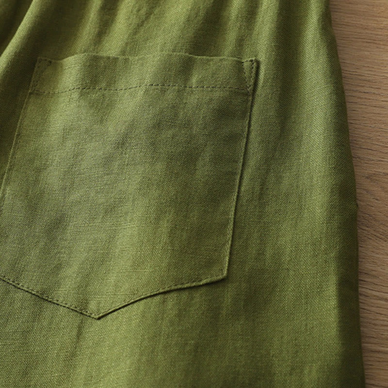 Pantalones anchos de algodón para mujer, estilo retro, informales, con bolsillos y cremallera, de Buddha Stones - image 22