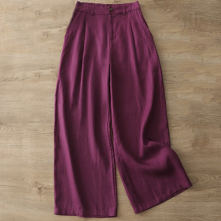 Pantalones anchos de algodón para mujer, estilo retro, informales, con bolsillos y cremallera, de Buddha Stones