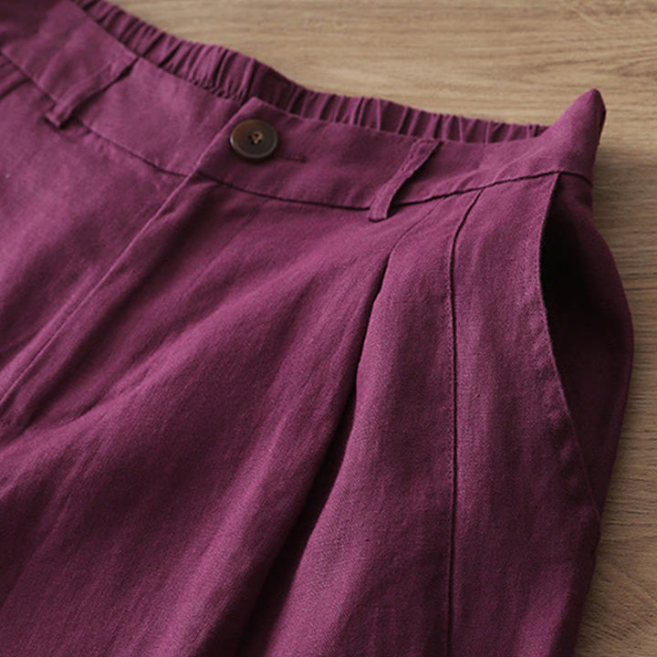 Pantalones anchos de algodón para mujer, estilo retro, informales, con bolsillos y cremallera, de Buddha Stones