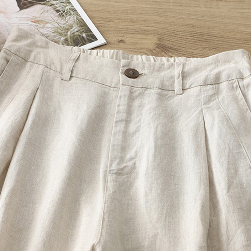 Pantalones anchos de algodón para mujer, estilo retro, informales, con bolsillos y cremallera, de Buddha Stones - image 1