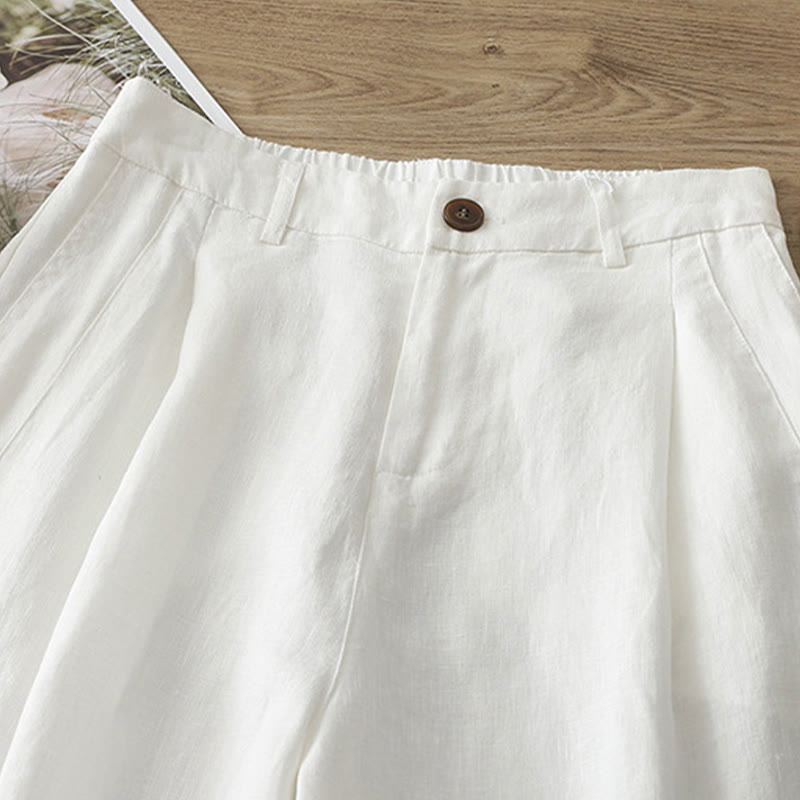 Pantalones anchos de algodón para mujer, estilo retro, informales, con bolsillos y cremallera, de Buddha Stones
