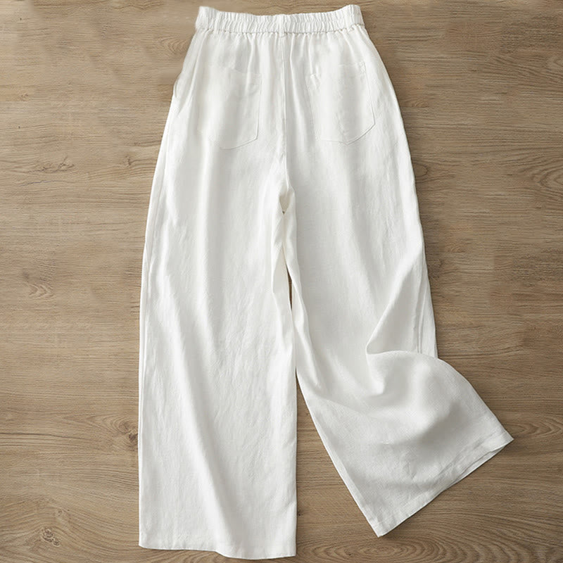 Pantalones anchos de algodón para mujer, estilo retro, informales, con bolsillos y cremallera, de Buddha Stones