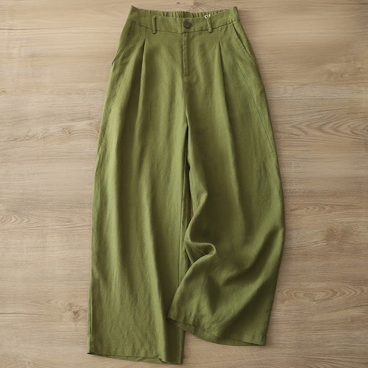 Pantalones anchos de algodón para mujer, estilo retro, informales, con bolsillos y cremallera, de Buddha Stones