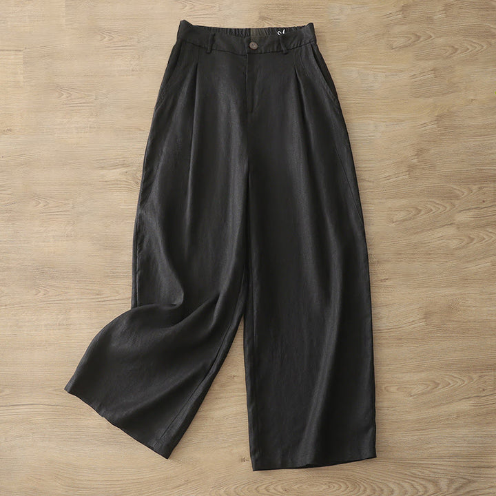 Pantalones anchos de algodón para mujer, estilo retro, informales, con bolsillos y cremallera, de Buddha Stones
