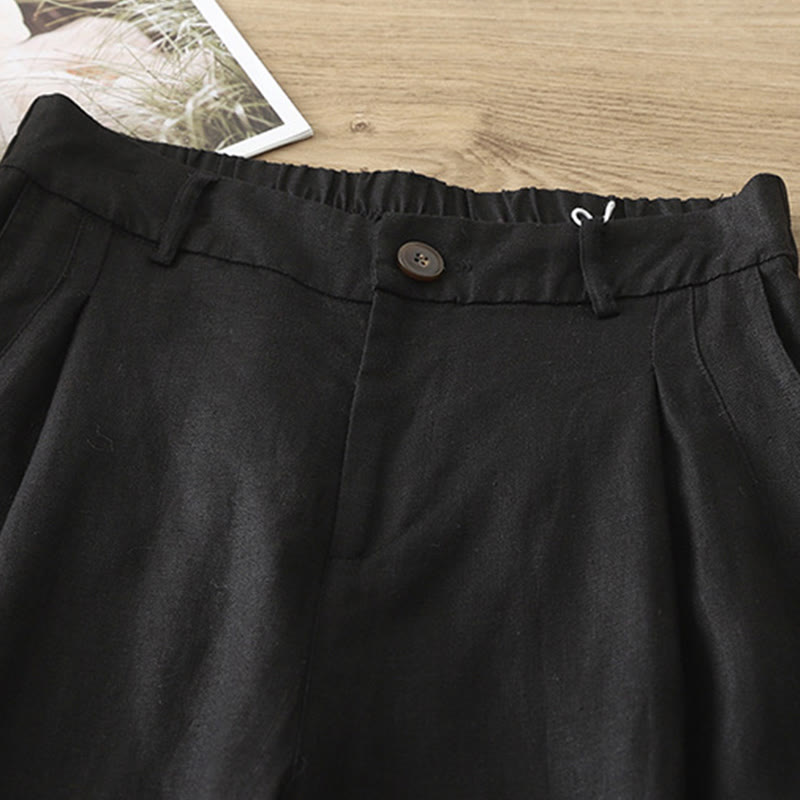 Pantalones anchos de algodón para mujer, estilo retro, informales, con bolsillos y cremallera, de Buddha Stones