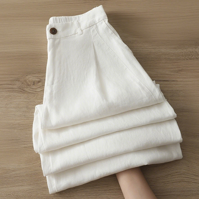 Pantalones anchos de algodón para mujer, estilo retro, informales, con bolsillos y cremallera, de Buddha Stones
