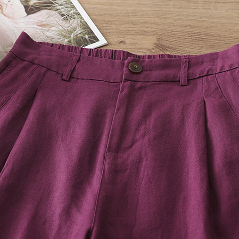 Pantalones anchos de algodón para mujer, estilo retro, informales, con bolsillos y cremallera, de Buddha Stones
