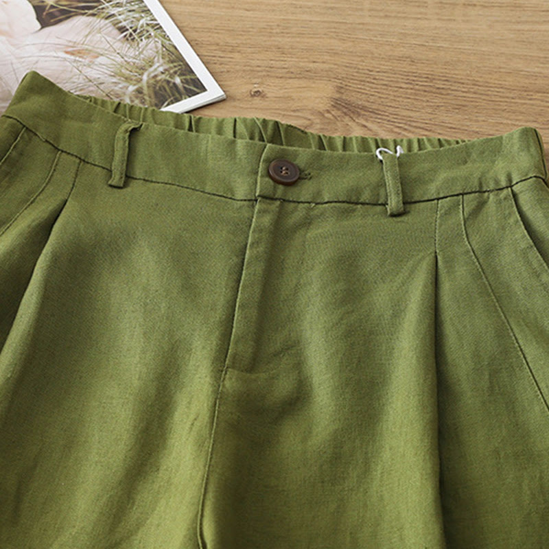 Pantalones anchos de algodón para mujer, estilo retro, informales, con bolsillos y cremallera, de Buddha Stones