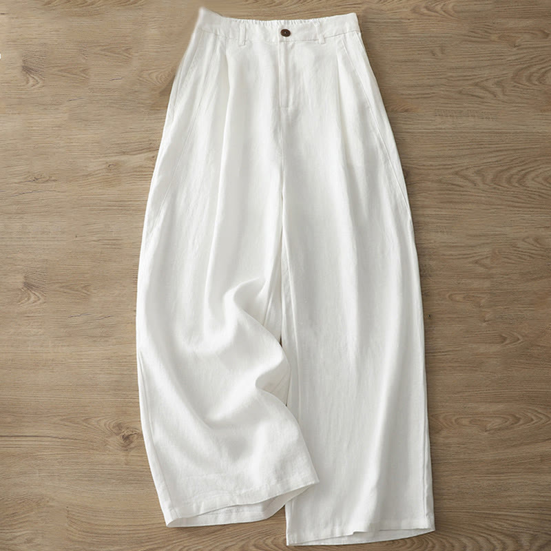 Pantalones anchos de algodón para mujer, estilo retro, informales, con bolsillos y cremallera, de Buddha Stones
