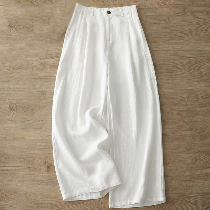 Pantalones anchos de algodón para mujer, estilo retro, informales, con bolsillos y cremallera, de Buddha Stones