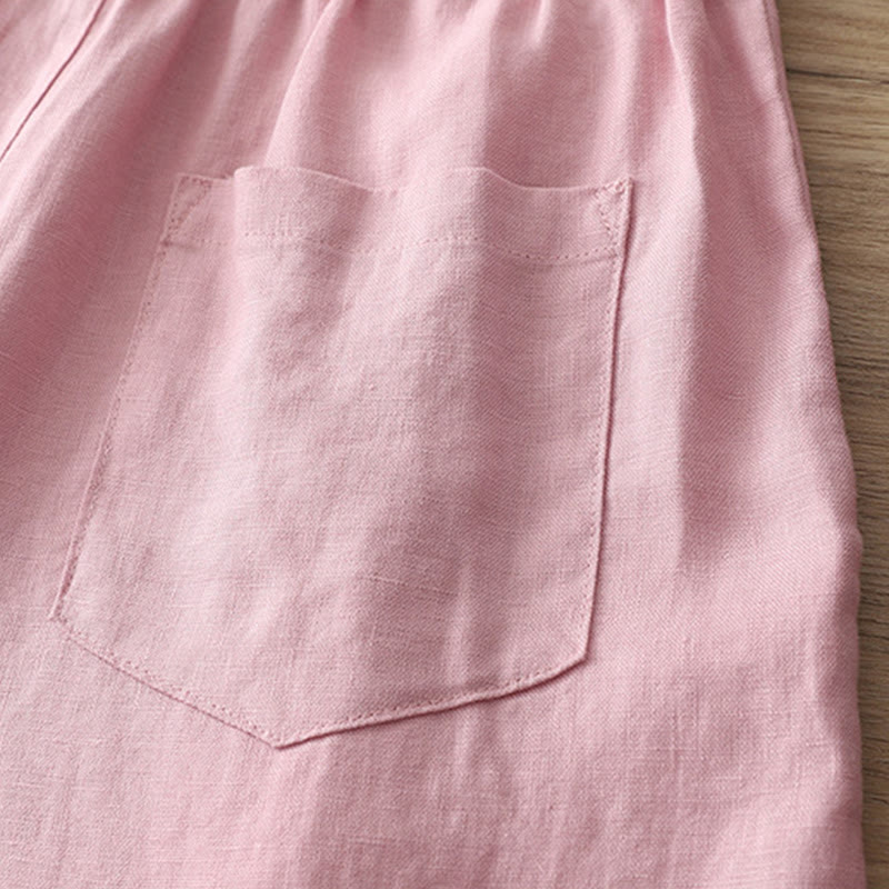 Pantalones anchos de algodón para mujer, estilo retro, informales, con bolsillos y cremallera, de Buddha Stones
