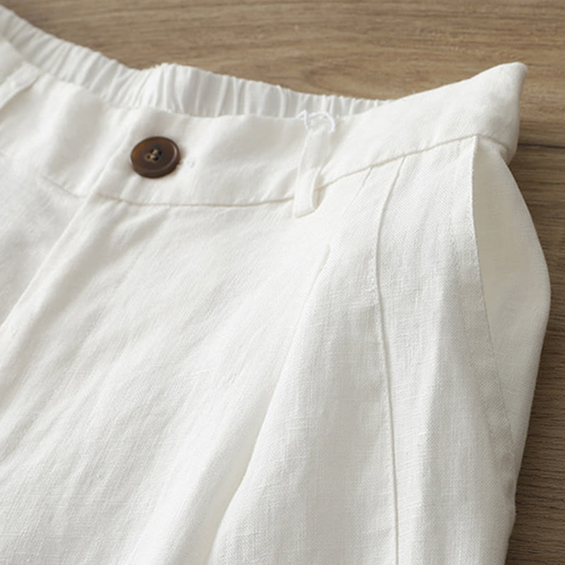 Pantalones anchos de algodón para mujer, estilo retro, informales, con bolsillos y cremallera, de Buddha Stones