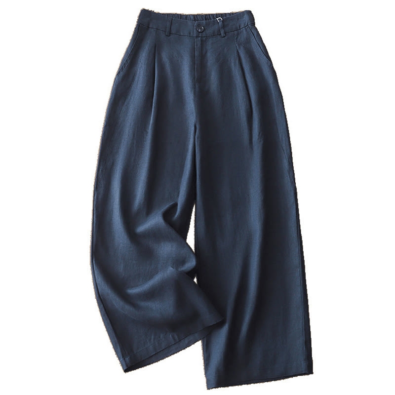 Pantalones anchos de algodón para mujer, estilo retro, informales, con bolsillos y cremallera, de Buddha Stones