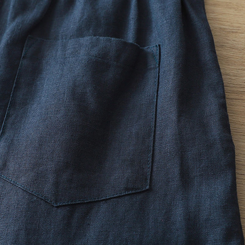 Pantalones anchos de algodón para mujer, estilo retro, informales, con bolsillos y cremallera, de Buddha Stones - image 35