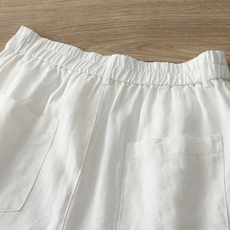 Pantalones anchos de algodón para mujer, estilo retro, informales, con bolsillos y cremallera, de Buddha Stones