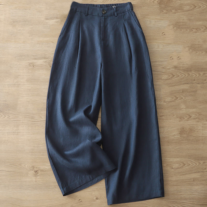 Pantalones anchos de algodón para mujer, estilo retro, informales, con bolsillos y cremallera, de Buddha Stones
