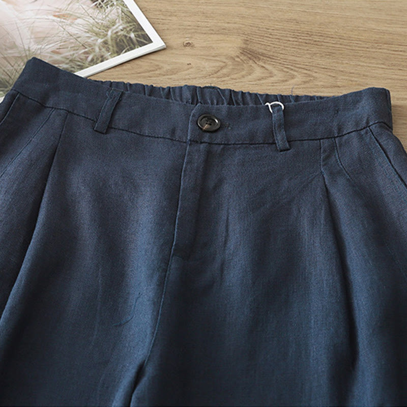 Pantalones anchos de algodón para mujer, estilo retro, informales, con bolsillos y cremallera, de Buddha Stones