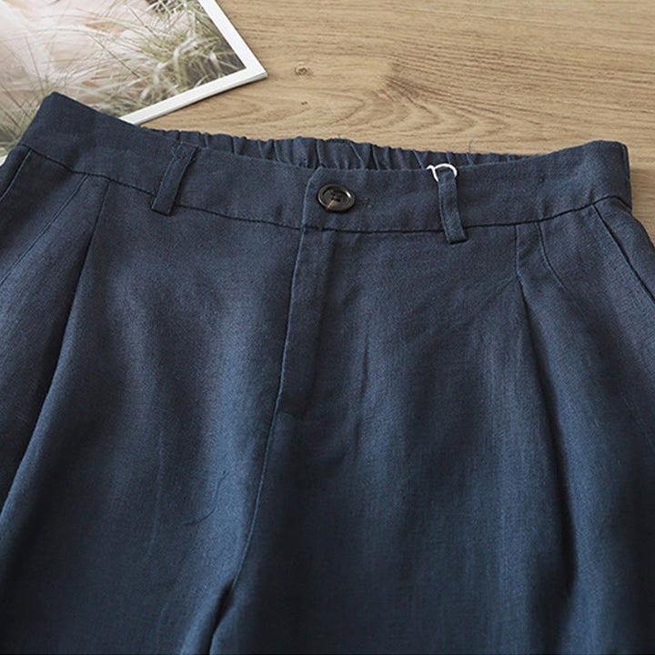 Pantalones anchos de algodón para mujer, estilo retro, informales, con bolsillos y cremallera, de Buddha Stones